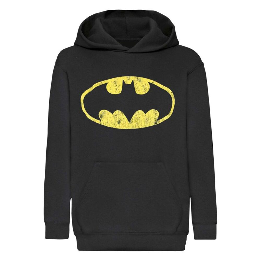 Batman Womens/Ladies Distressed Logo Hoodie / Black